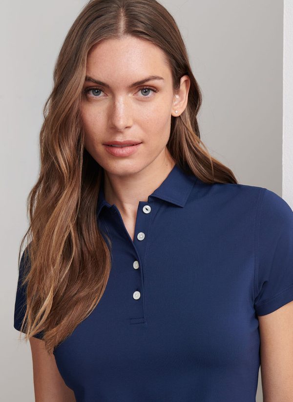 Peter Millar Women's Short Sleeve Button Polo - Med egen logotyp - Bild 9